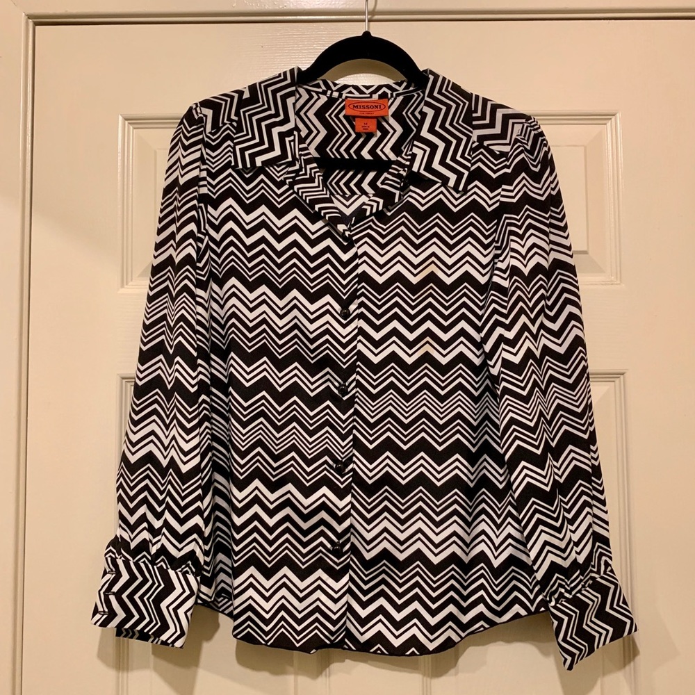 Missoni for Target Black and White Chevron Blouse